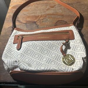 Liz Claiborne White and Brown Shoulder Bag